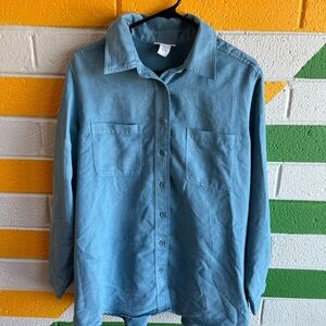 Avenue Blue Button Down Top